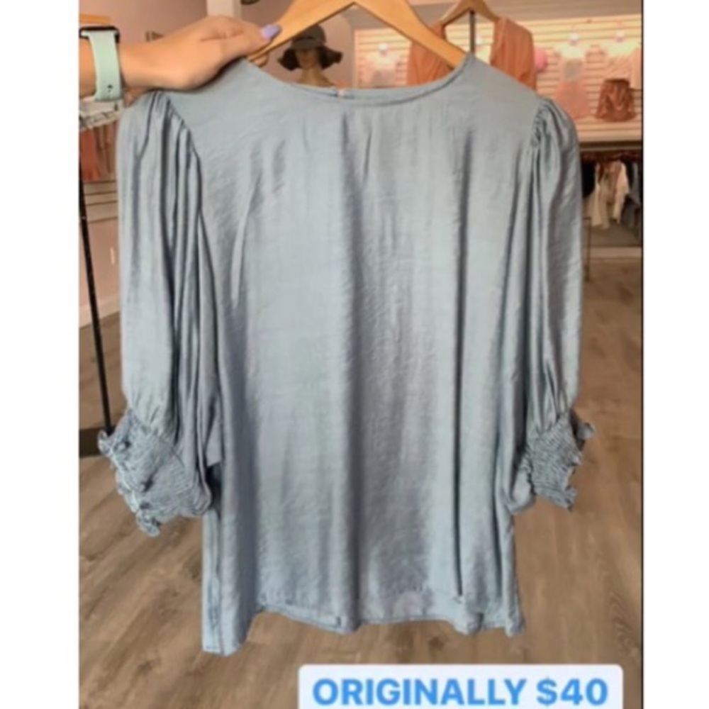 Gray silk top